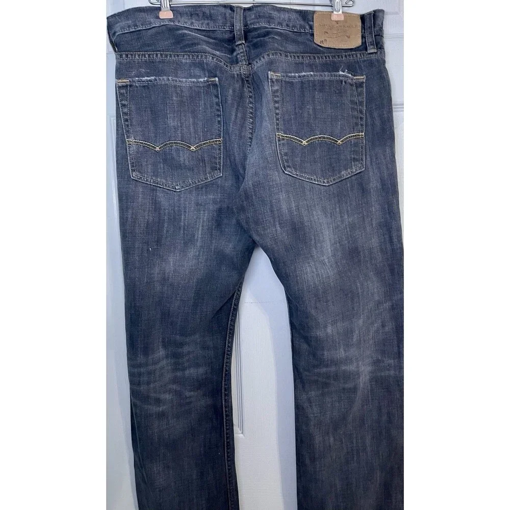 American Eagle Outfitters Size 34 X 32 Vintage Dark Grey Wash Denim Button Fly